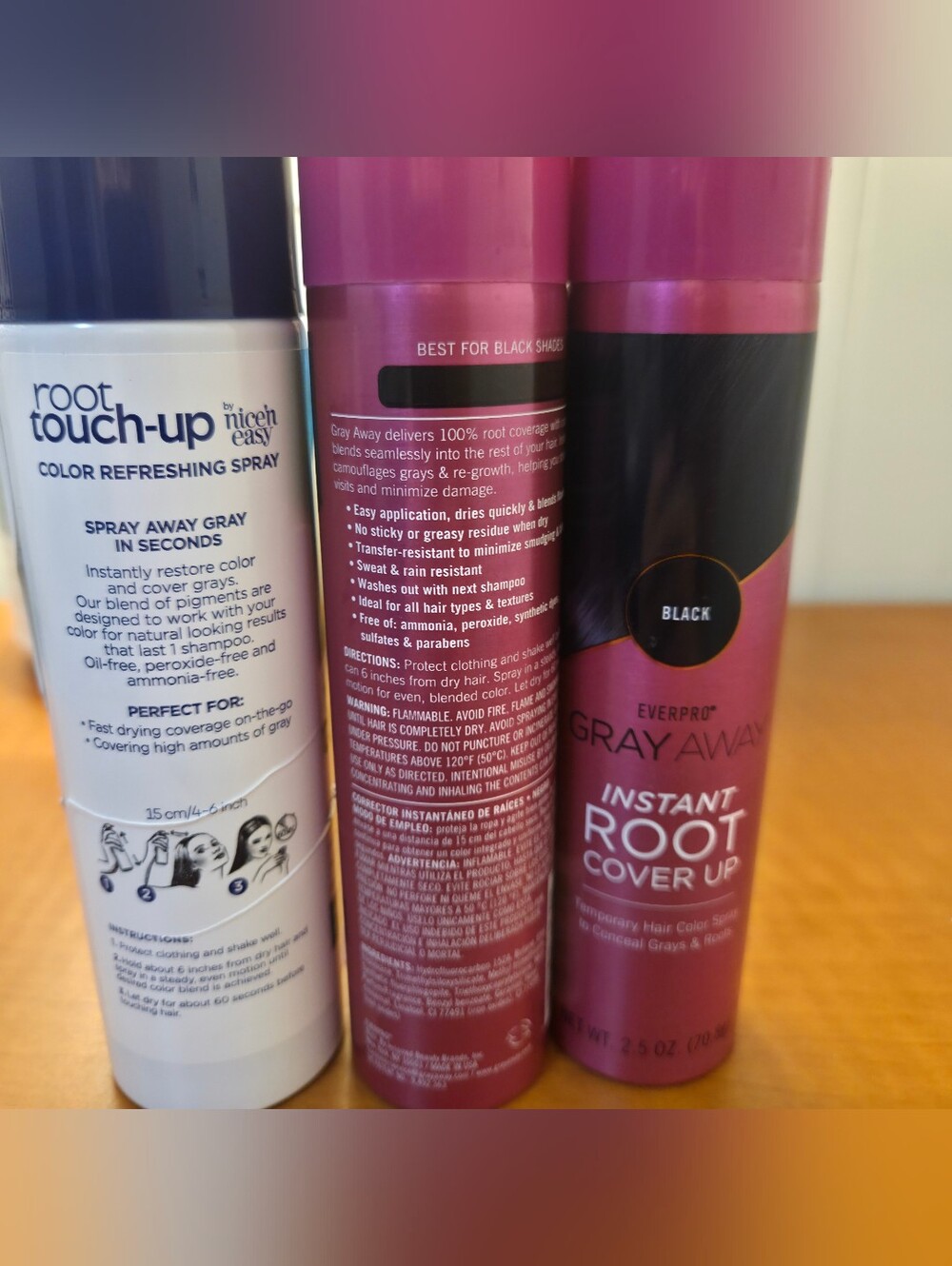 Clairol & Everpro Black Root Touch-Up Spray 3-Piece Lot - Picture 2 of 3
